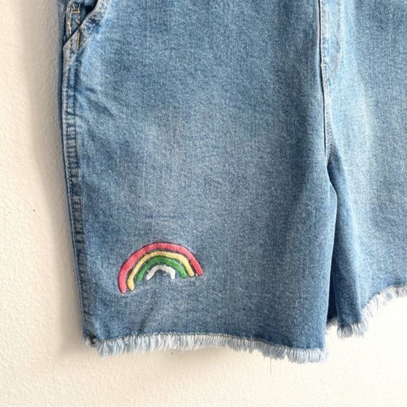 Pride Overalls Target Denim Rainbow Embroidered Shortalls Queen Graphic Small - Picture 10 of 16